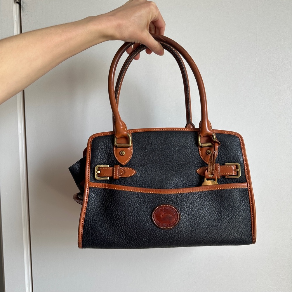 Vintage Dooney & Bourke black and brown leather handbag